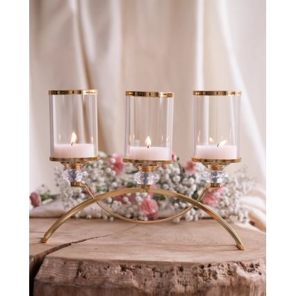 GLAMOUR Candle Holder, Gold/Clear