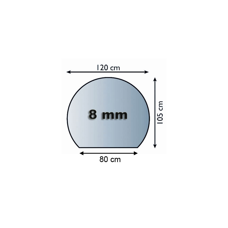 Glass under fireplace 1200x1050x8 mm semicircular
