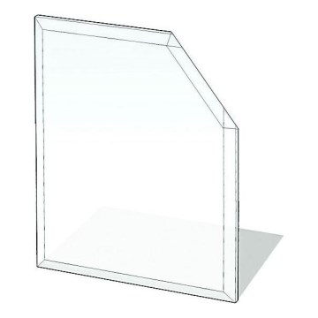 Glass under fireplace 1250x1250x8 mm bevelled square