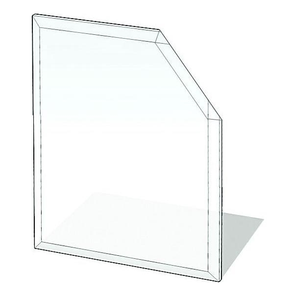 Glass under fireplace 1250x1250x8 mm bevelled square