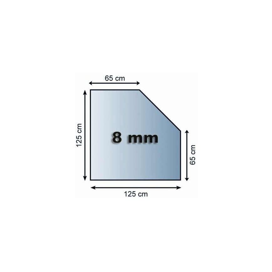 Glass under fireplace 1250x1250x8 mm bevelled square