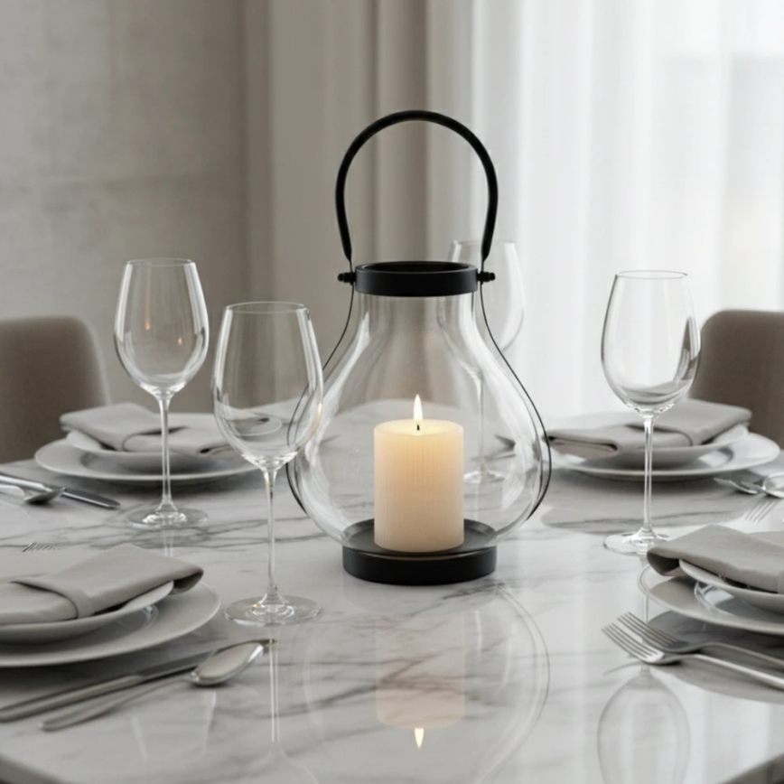GLASSY Decorative Lantern 25 cm Black