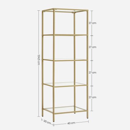 GLASY bookcase 40x125x30 cm, gold