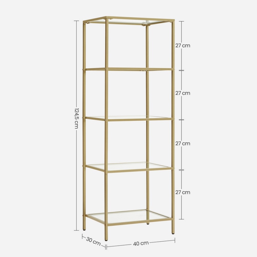 GLASY bookcase 40x125x30 cm, gold