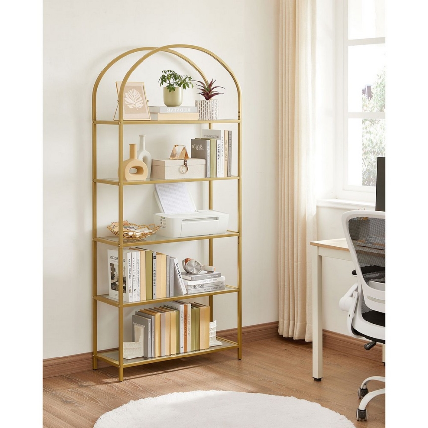 GLASY bookcase 83 x 184 x 30 cm – gold