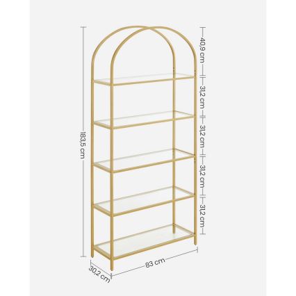 GLASY bookcase 83 x 184 x 30 cm – gold
