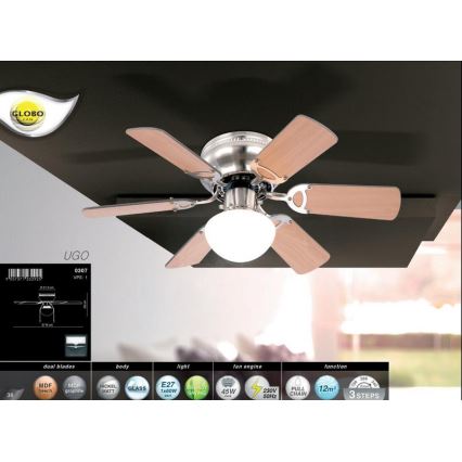 GLOBO 0307 - Ceiling fan UGO 1xE27/60W/230V