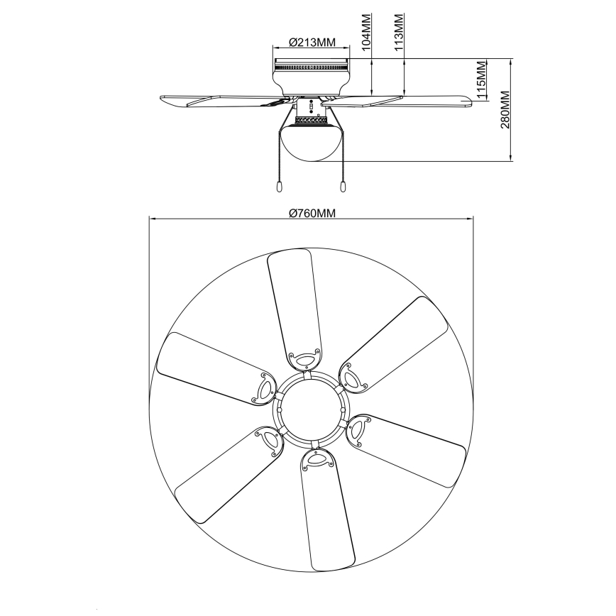 GLOBO - Ceiling fan 1xE27/60W/230V
