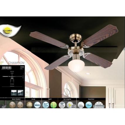 Globo - Ceiling fan 1xE27/60W/230V