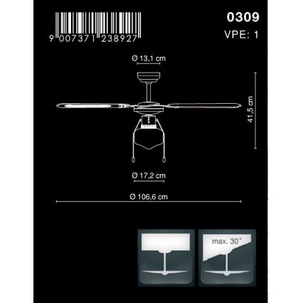 Globo - Ceiling fan 1xE27/60W/230V