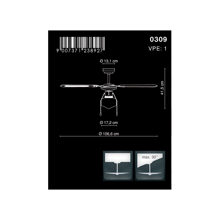 Globo - Ceiling fan 1xE27/60W/230V