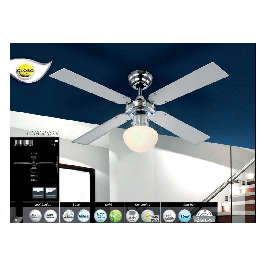 Globo - Ceiling fan 1xE27/60W/230V