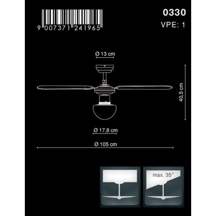 Globo - Ceiling fan 1xE27/60W/230V