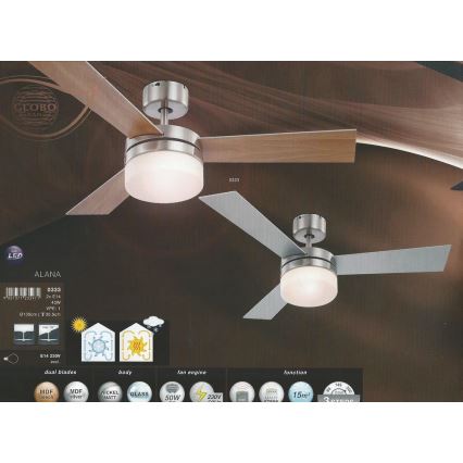GLOBO 0333 - Ceiling fan ALANA 2xE14/40W/230V