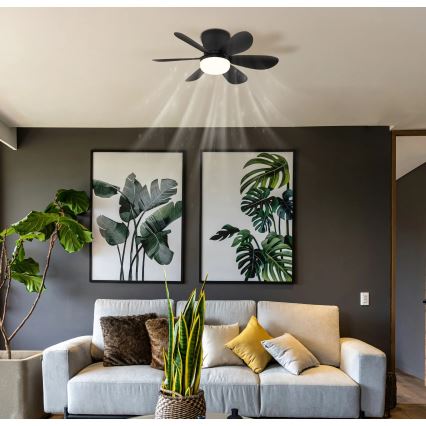Globo - Dimmable LED Ceiling Fan LED/5W/230V 2700-6500K Black + Remote Control