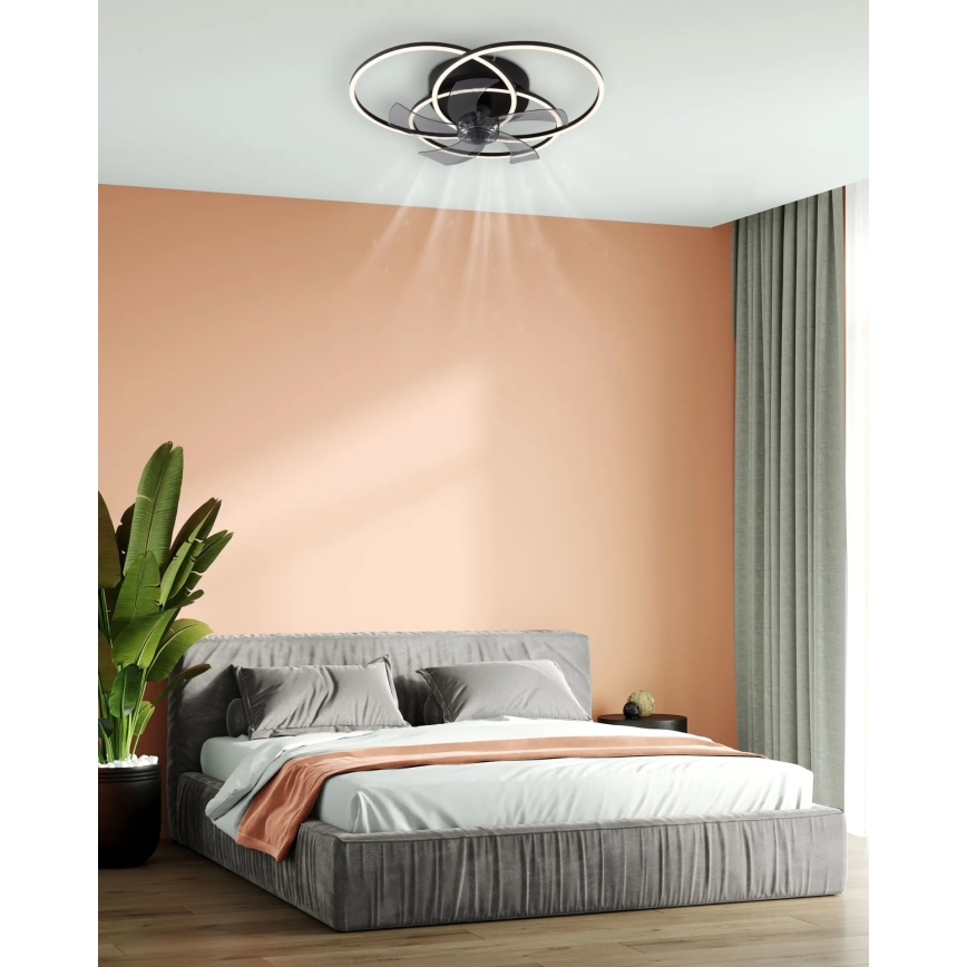 Globo - LED Dimmable Ceiling Fan LED/40W/230V 3000-6500K Black + Remote Control