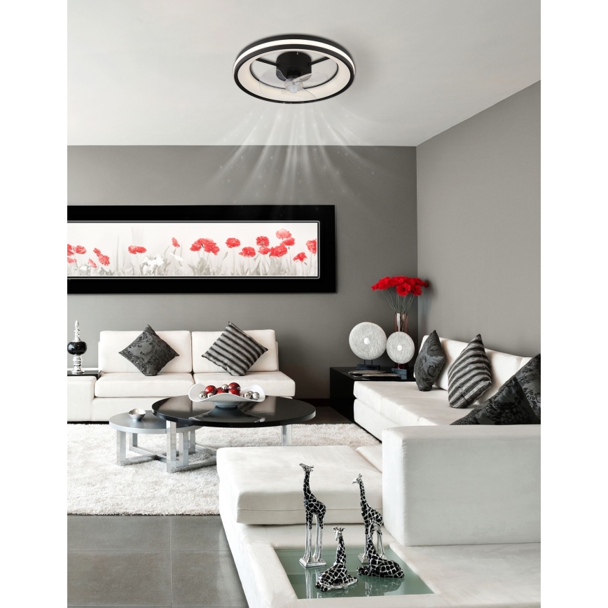 Globo - LED Dimmable ceiling light with a fan LED/30W/230V 2700-6500K black + remote control