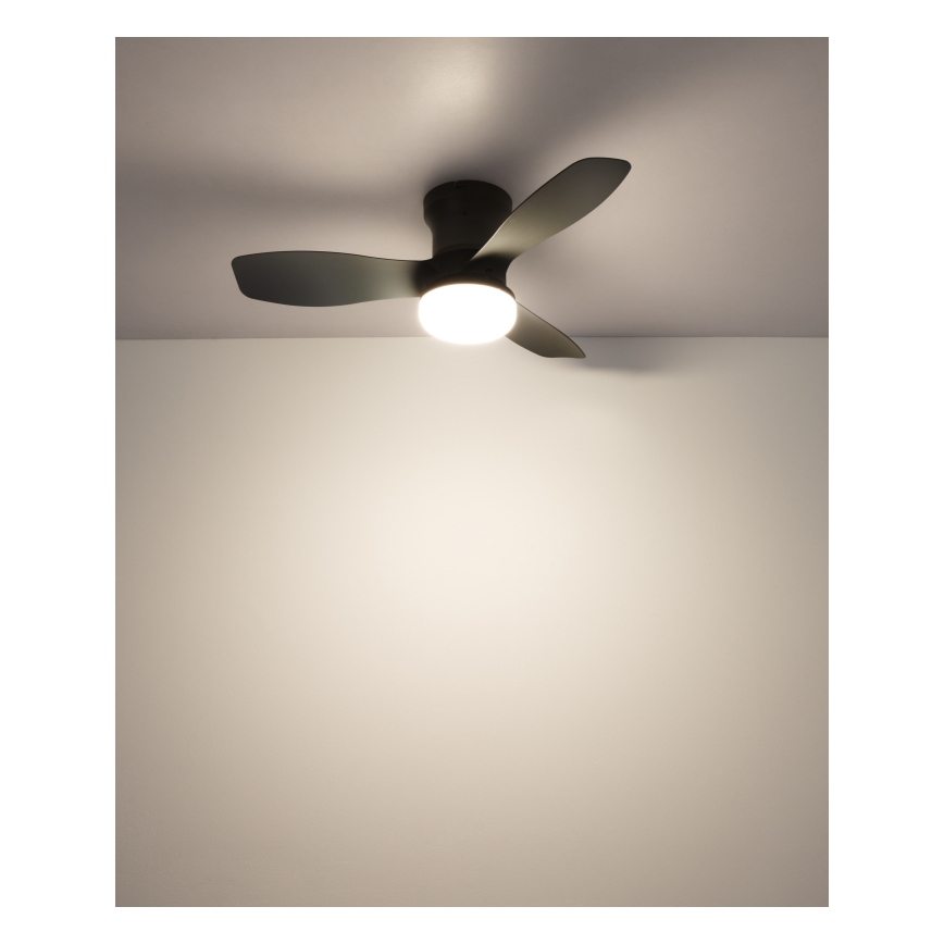 Globo - Dimmable LED Ceiling Fan, 15W/230V, 2700–6500K, Black + Remote Control