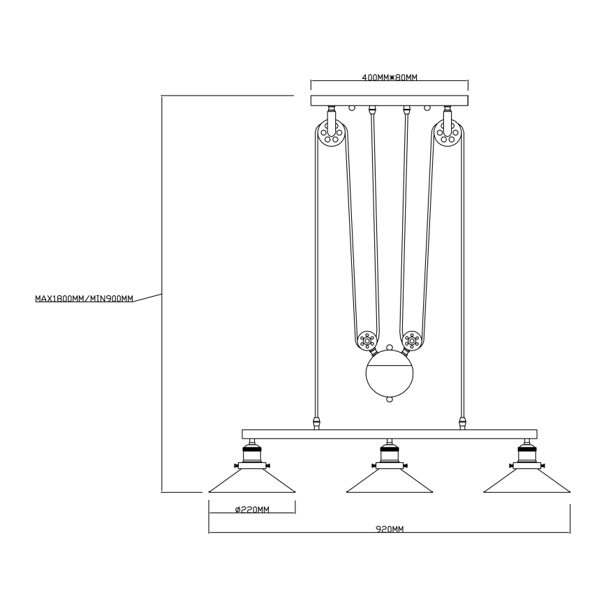 Globo - Chandelier on a string 3xE27/60W/230V