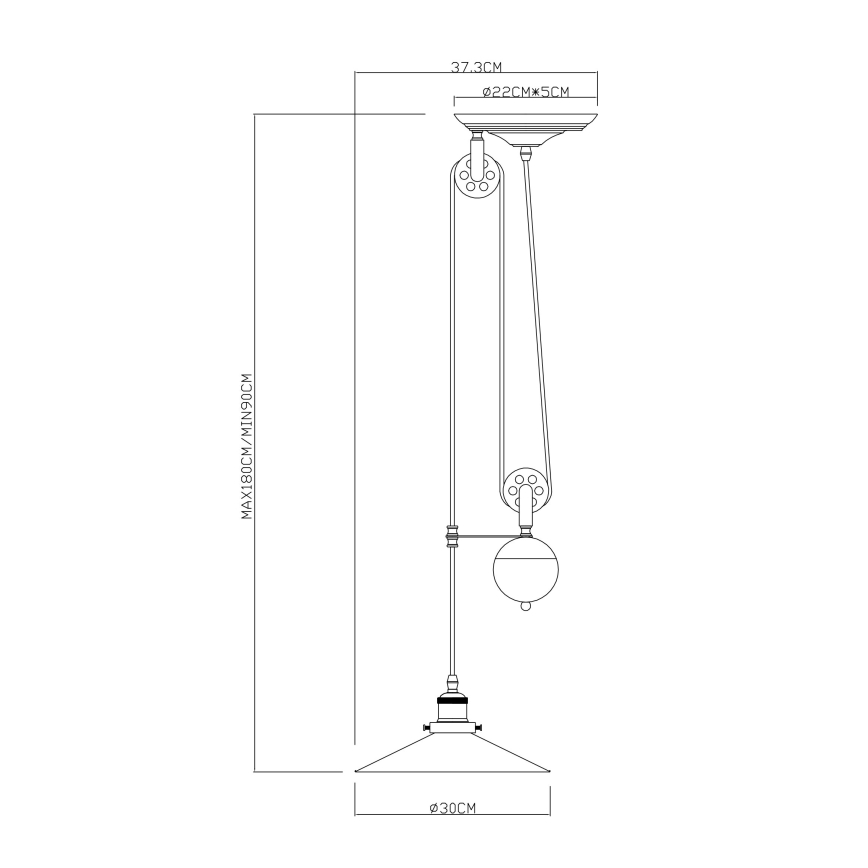 Globo - Chandelier on a string 1xE27/60W/230V