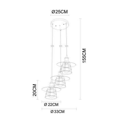 Globo - Chandelier on a string 3xE27/60W/230V