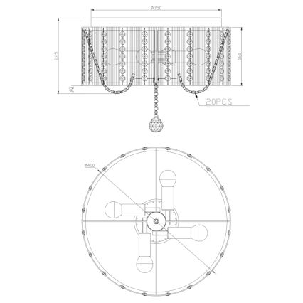 Globo - Crystal ceiling light 4xE14/40W/230V