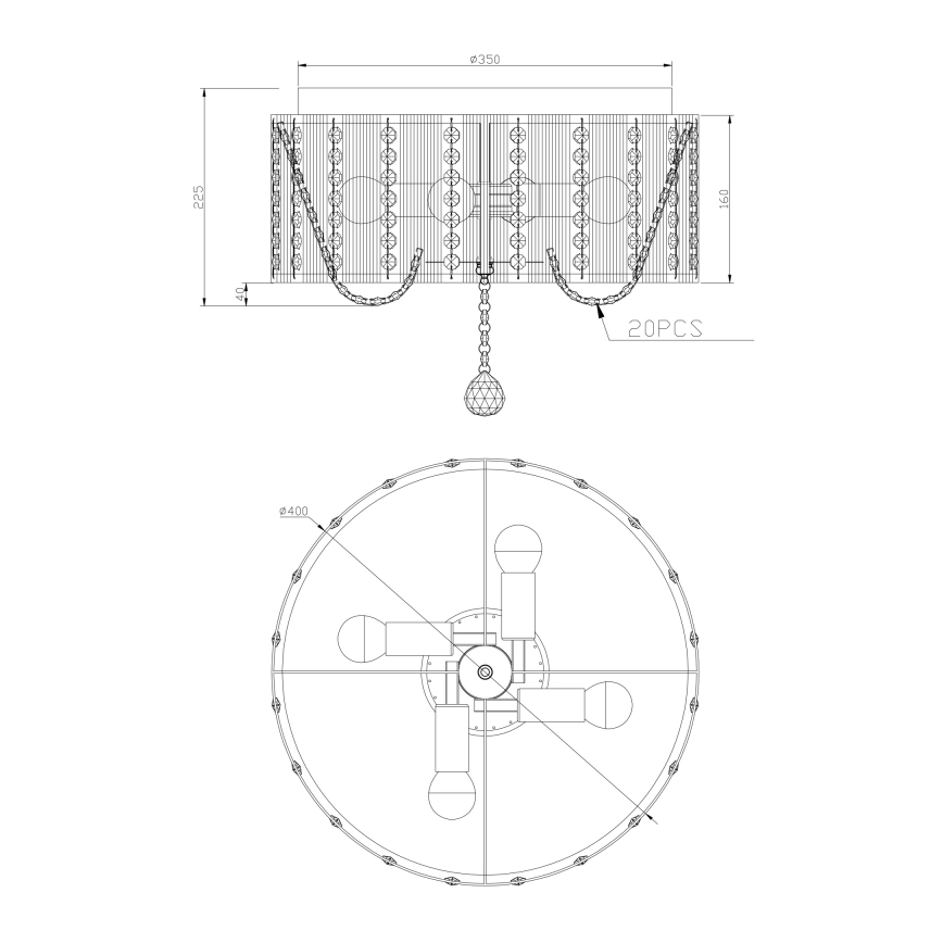 Globo - Crystal ceiling light 4xE14/40W/230V