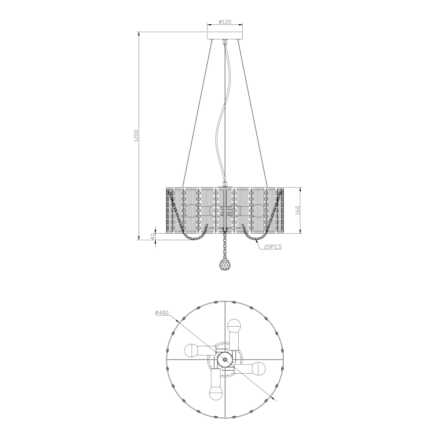 Globo - Crystal chandelier on a string 4xE14/40W/230V