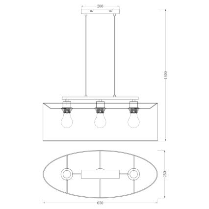 Globo - Chandelier 3xE27/60W/230V