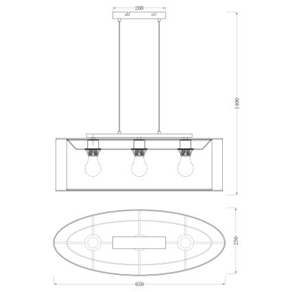 Globo - Chandelier on a string 3xE27/60W/230V