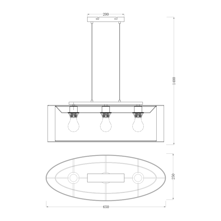 Globo - Chandelier on a string 3xE27/60W/230V