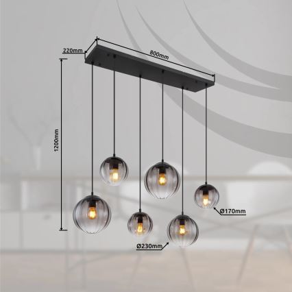 Globo - Chandelier on a string 6xE27/60W/230V