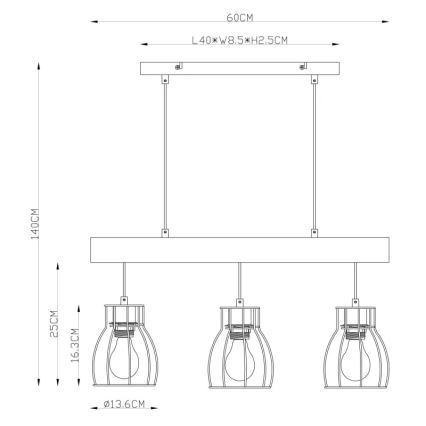 Globo 15326-3N - Chandelier on a string MINA 3xE27/40W/230V