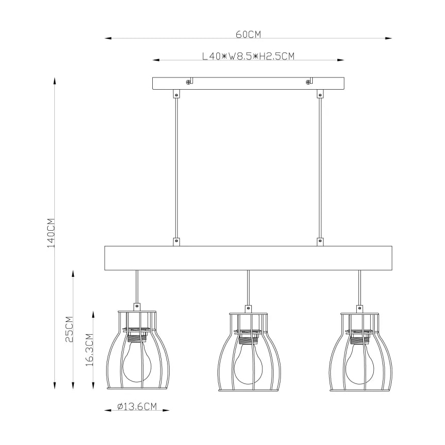 Globo 15326-3N - Chandelier on a string MINA 3xE27/40W/230V