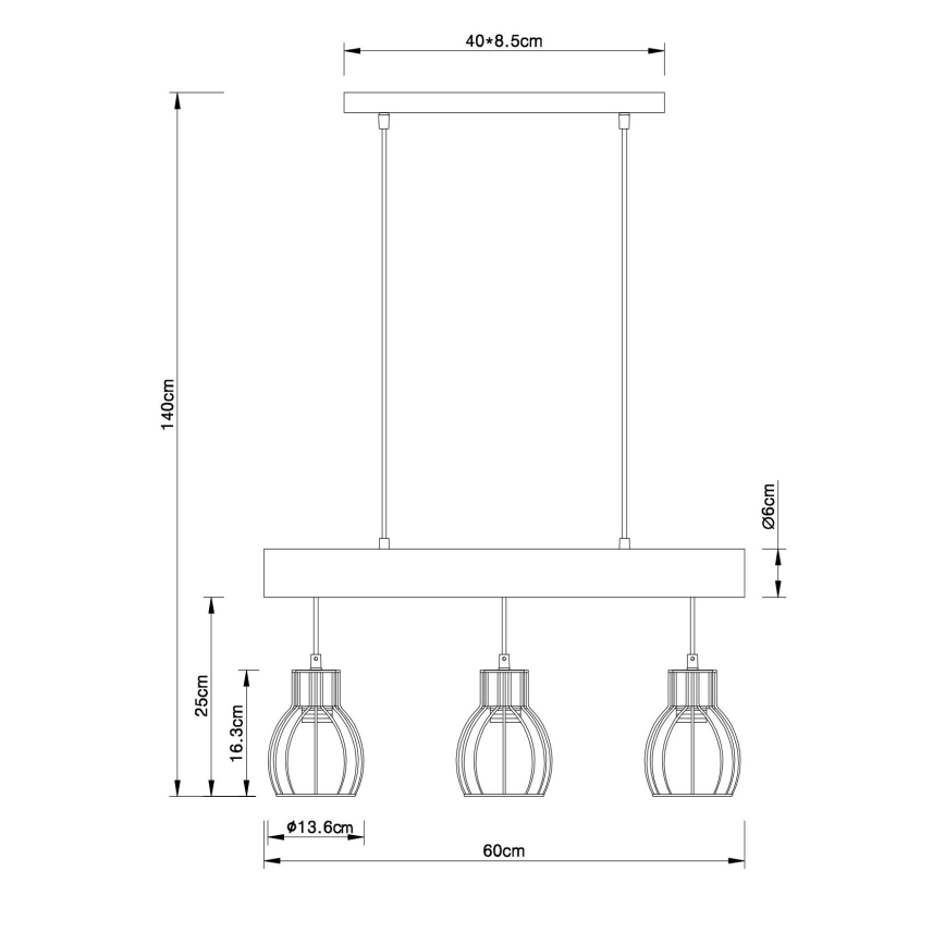 Globo - Chandelier on a string 3xE27/60W/230V