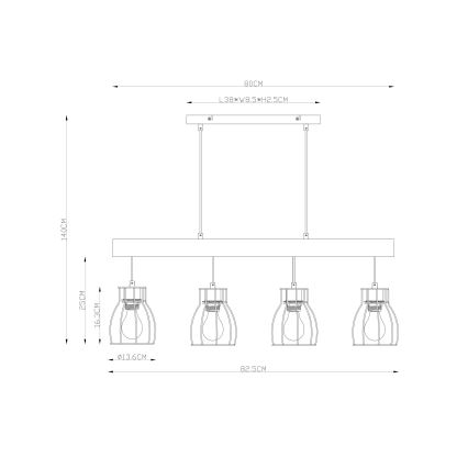 Globo - Chandelier on a string 4xE27/40W/230V
