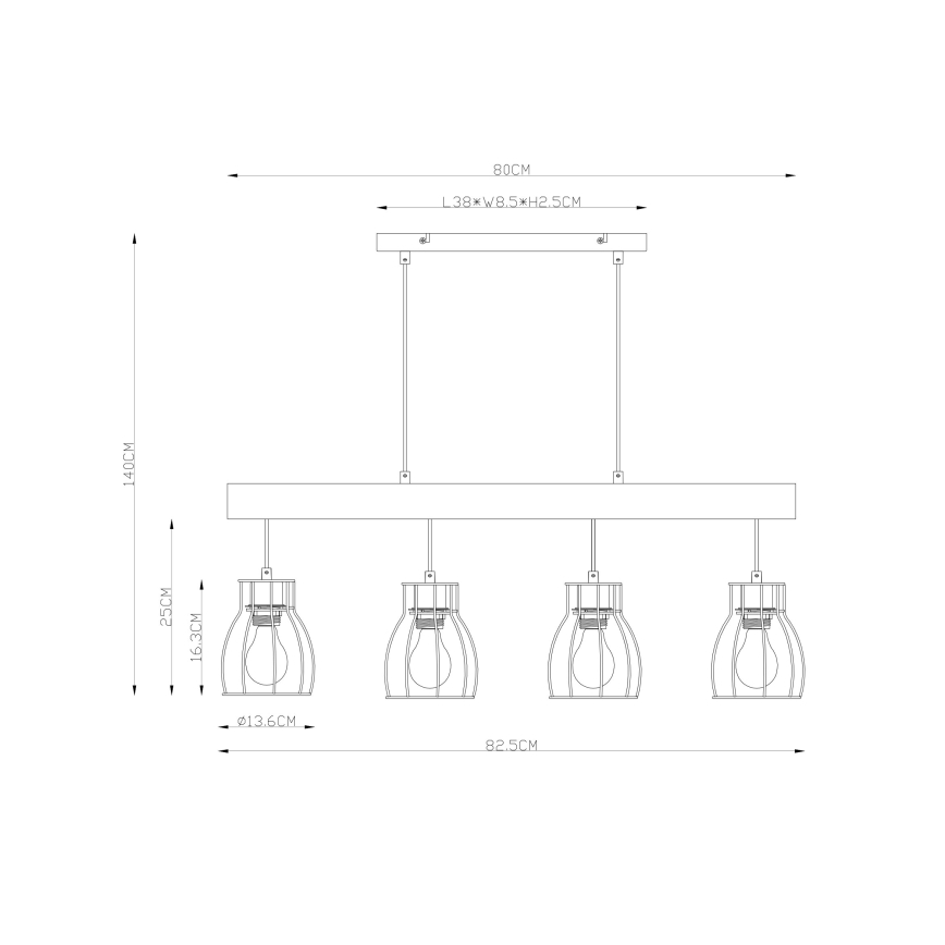 Globo - Chandelier on a string 4xE27/40W/230V