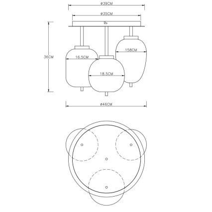 Globo - Surface-mounted chandelier 3xE14/40W/230V brass