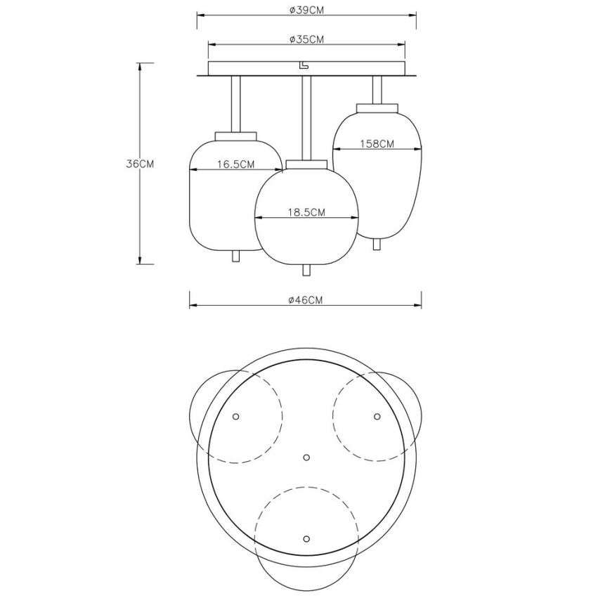 Globo - Surface-mounted chandelier 3xE14/40W/230V brass