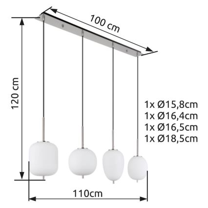 Globo - Chandelier on a string 4xE14/40W/230V white