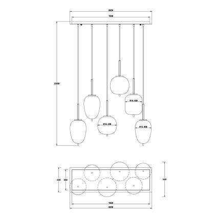 Globo - Chandelier on a string 6xE14/40W/230V black