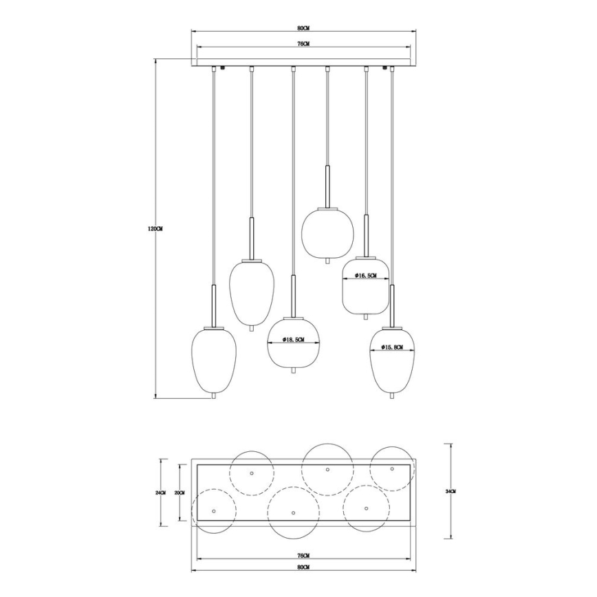 Globo - Chandelier on a string 6xE14/40W/230V black