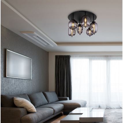 Globo - Surface-mounted chandelier 6xE14/40W/230V black