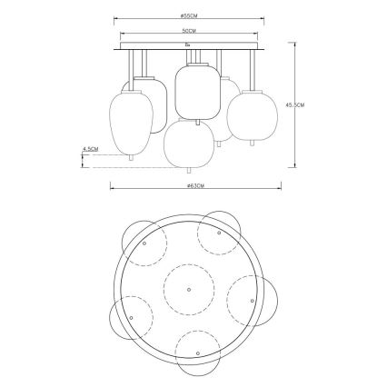 Globo - Surface-mounted chandelier 6xE14/40W/230V black