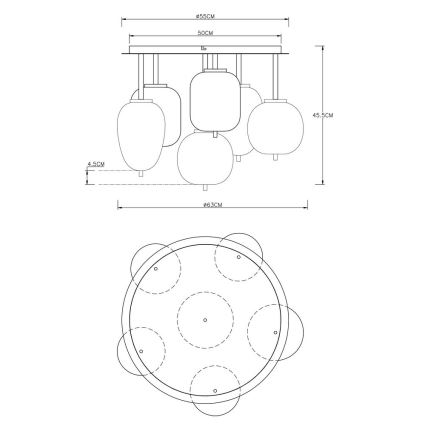 Globo - Surface-mounted chandelier 6xE14/40W/230V brass