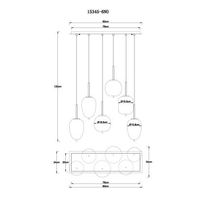 Globo - Chandelier on a string 6xE14/40W/230V shiny chrome
