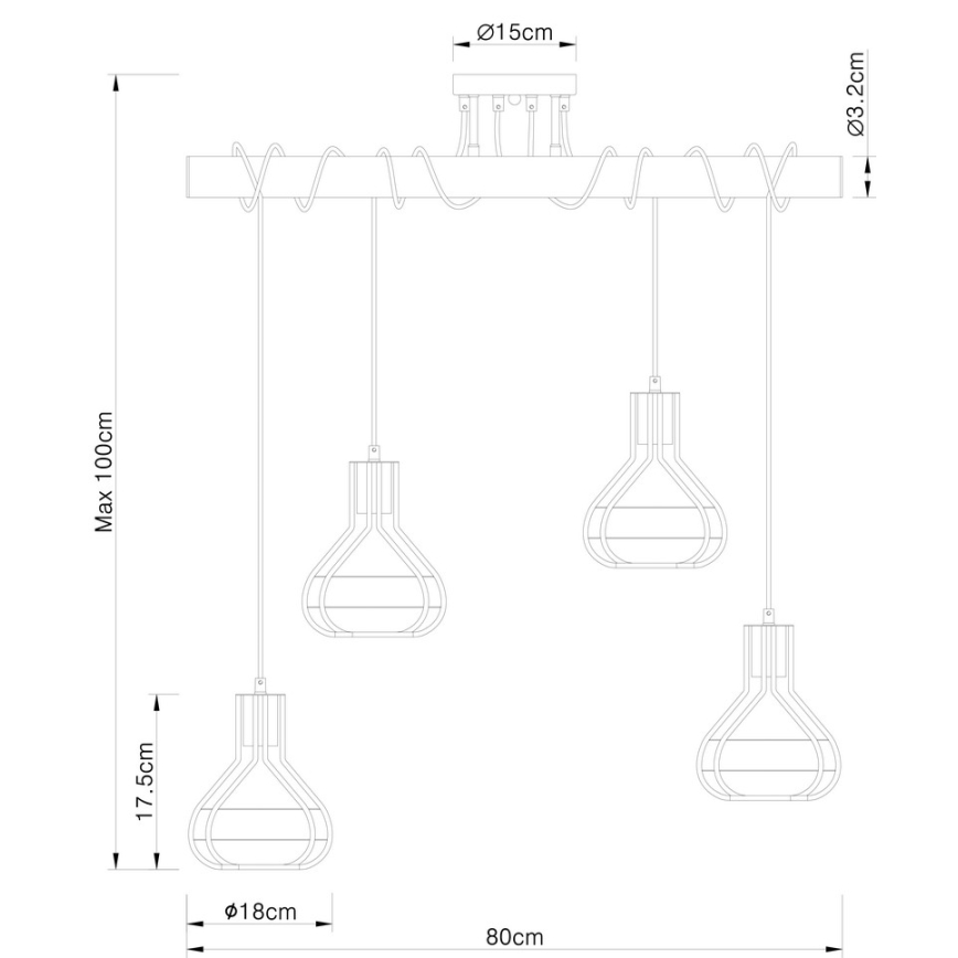 Globo - Chandelier on a string 4xE27/60W/230V