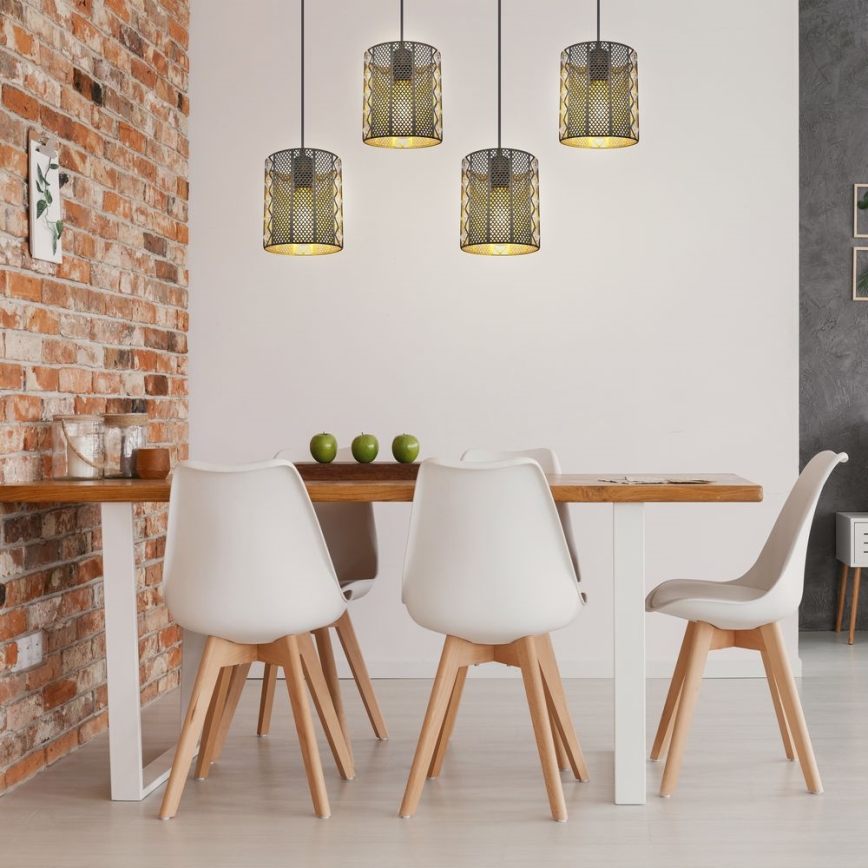 Globo - Chandelier on a string 4xE27/60W/230V gold/black