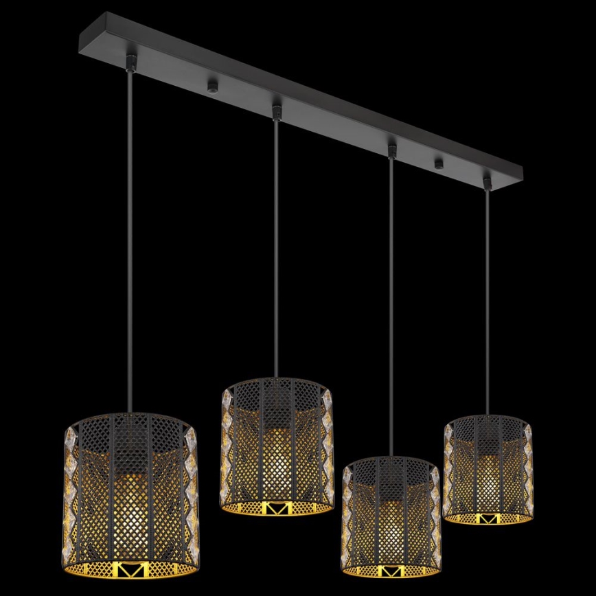 Globo - Chandelier on a string 4xE27/60W/230V gold/black