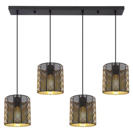 Globo - Chandelier on a string 4xE27/60W/230V gold/black